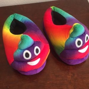 Rainbow poop emoji slippers